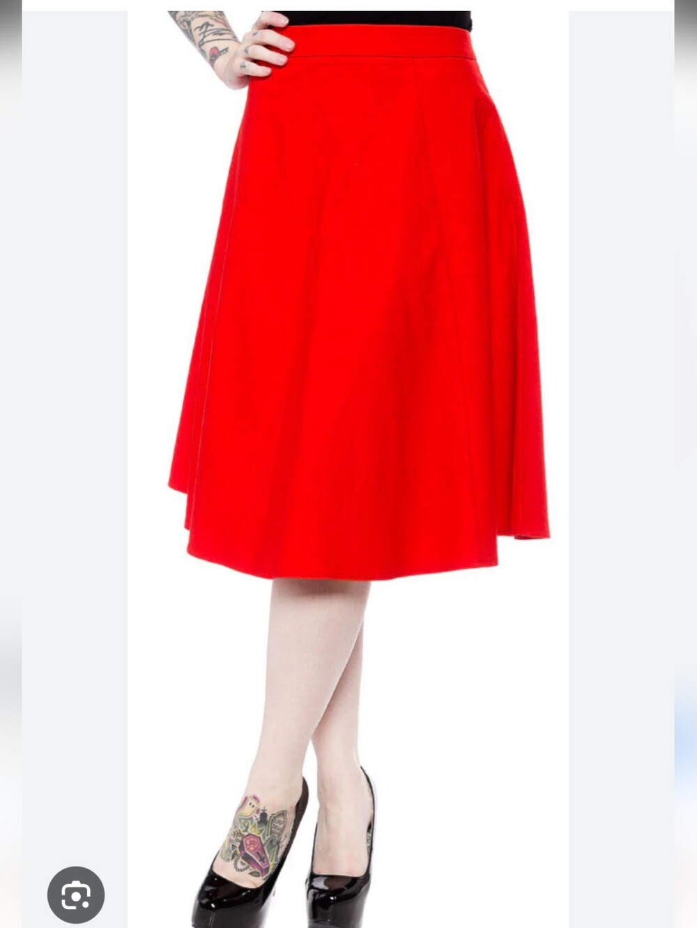 Sourpuss Bright Red Swing Circle Skirt Pinup Retro XL L